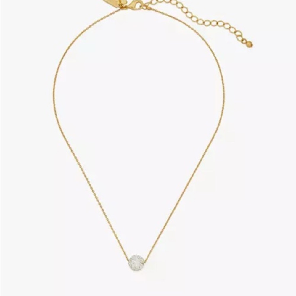 NWT Kate Spade Razzle Dazzle Mini Pendant Necklace, Clear/worn Gold